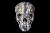 Realistic, Carved Chevron Amethyst Skull #116682-1
